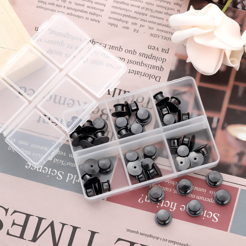 SUBANG 40 Pieces Metal Pin Backs Locking Pin Keepers Locking Clasp with Storage Case - Image 4